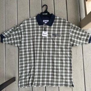 Vintage Retro Cowboy Hardware Plaid Polo Shirt Logo‎ Short Sleeve XL/XG